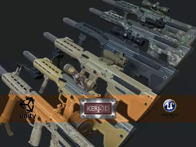 Modular Bullpup Rifle-Sniper Variant Low-poly 3D model