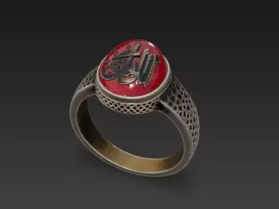 Majestic Ottoman Calligraphy Ring 3D Model Low-poly 3D model