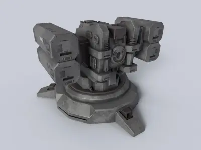 Defense turret Low-poly 3D model Low-poly