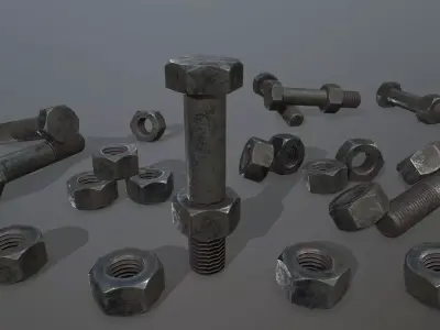 Bolts bolt and nut Low-poly 3D model 15