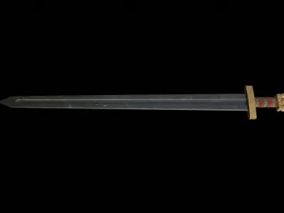 Viking sword Low-poly 3D model 9