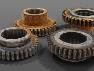 Gears lowpoly rusty Low-poly 3D model