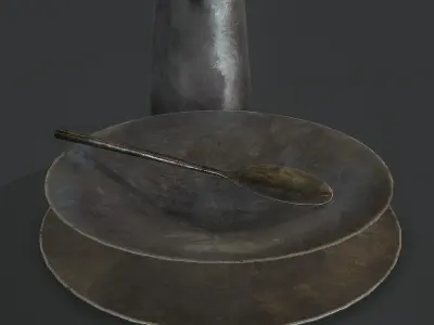 Medieval Metal Dishes Free low-poly 3D model