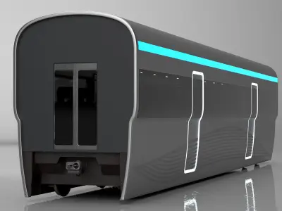 Futuristic Passenger Wagon Silver 3D model