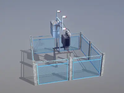 Railway RW Power Station Low-poly 3D model