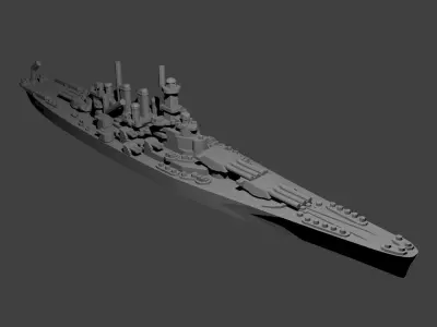 US North Carolina Class Battleship 3D print model