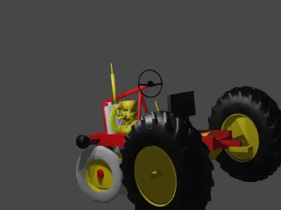 Old Small Tractor with Disc Free 3D model
