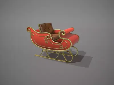 Santas Sleigh Low-poly 3D model buy