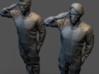 Fighter pilot saluting 3D print model