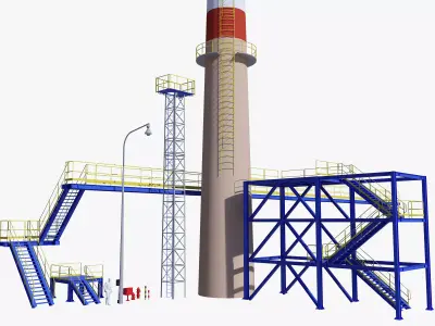 Metal tower for factory 3D model