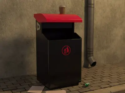 Modern trash can Low-poly 3D model purchase