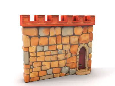 Medieval Stone Wall model pack Low-poly 3D model purchase