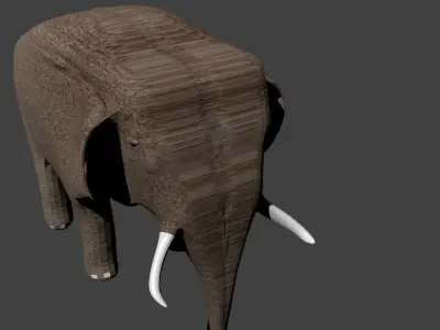 Elephant low poly with tusks Low-poly 3D model