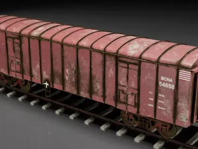 Indian Railways BCNA Covered Freight Wagon Low-poly 3D model