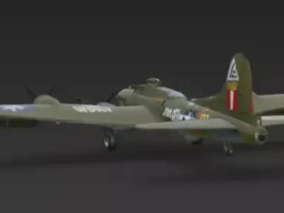 Boeing B17 Bomber 3D Model World War II Aircraft Low-poly 3D model