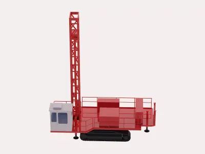 Drill Rig Mining D55SP Simplified Low-poly 3D model