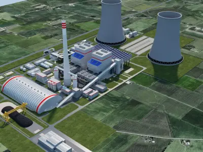 Thermal power plant - nuclear power plant - chemical plant 3D model by Todd223