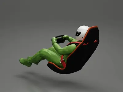 Racing Driver Sitting in Touring Car Cockpit with Racing Suit 2 3D print model