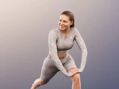 Klara 12620 - Athletic Woman Stretching Low-poly 3D model