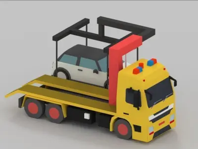 low poly Tow truck Low-poly 3D model
