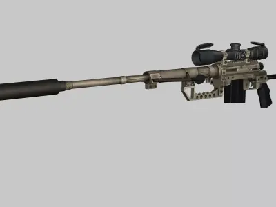 Sniper Denel 8NTW-20 Low-Poly 3D Model Low-poly 3D model