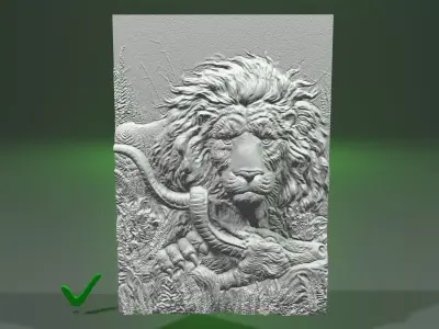 panel lion and antelope for CNC milling or 3D printing 3D print model