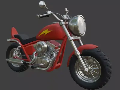 Cartoon Red Chopper Motorcycle 3D Model 3D model