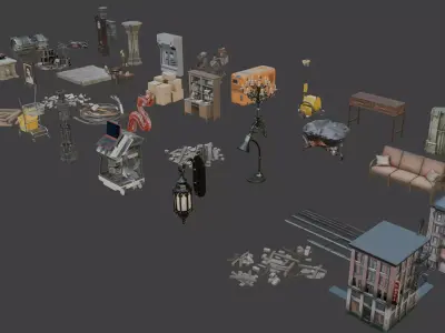 Horror Game Environment Set 5 Low-poly 3D model