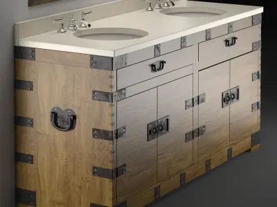 HEIRLOOM SILVER Double washbasin Restoration Hardware 3D model