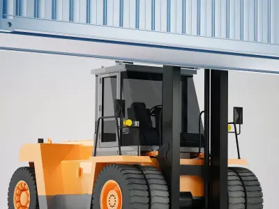 Forklift and Container 3D model