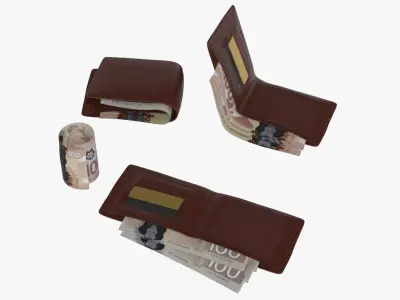 Canada 100 Dollar Wallet Money Purse 3D model