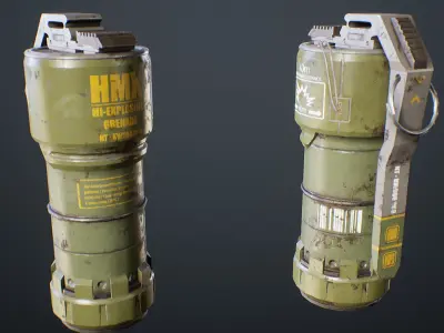 Sci-Fi Grenade Low-poly 3D model 3