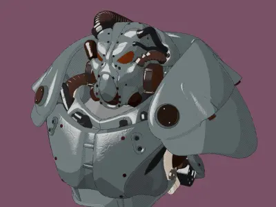 Fallout X-01 power armor-Fanart Bust Free 3D print model