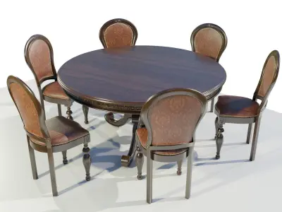 Classic Table with Chairs 3D model
