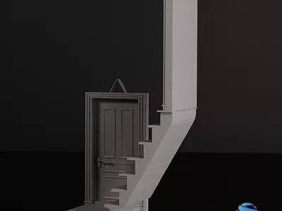  Corner Shelf with Stairs and Doors  - Commercial License 3D print model