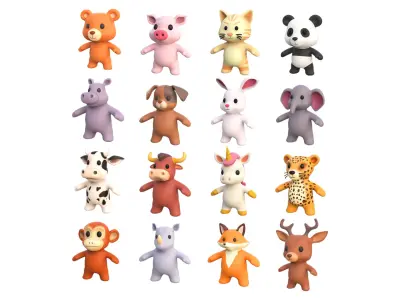 Little Animal Baby Animated Pack 01 3D model
