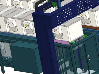 Automatic Roller Conveyor with Loading-Unloading Gantry Control 3D model