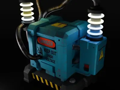 Industrial Electric Transformer Low-poly 3D model