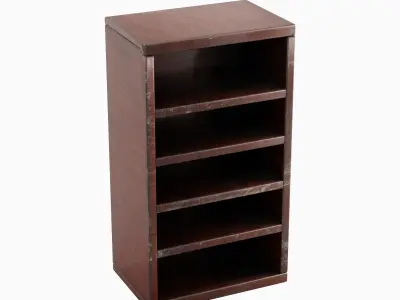 Old Wooden Bookshelf 02 Low-poly 3D model