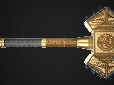 Fantasy Hammer 02 Low-poly 3D model