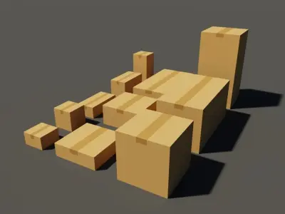Paper Boxes Low-poly 3D model