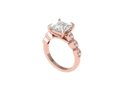Princess Art Deco Ring 3D print model 7