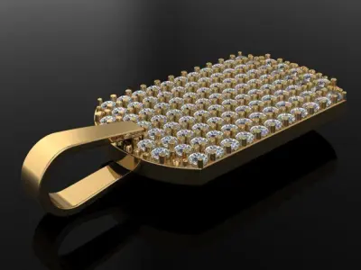 Flat Dainty Dogtag ID Bar Diamond Cluster Pendant 3D print model
