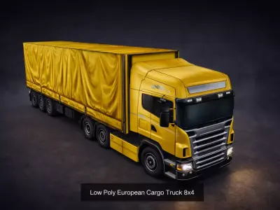 transport truck Cargo Truck 8x4 Low-poly 3D model
