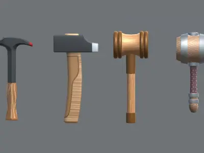 Low Poly Hammer Pack - 16 Pieces Low-poly 3D model