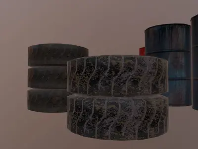 Barrels and treys kit  Low-poly 3D model