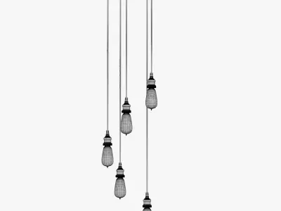 FACTORY FILAMENT BARE BULB ROUND PENDANT 3D model