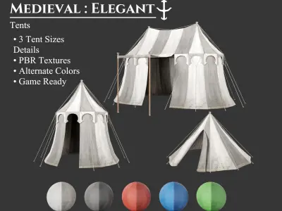 Medieval Collection Elegant Tents 3D Model Pack purchase