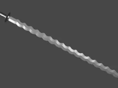 Flamberge sword with Khora handle Low-poly 3D model