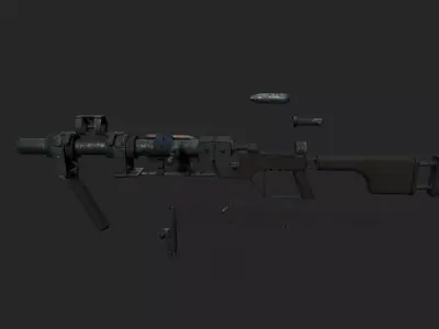 Homemade rifle on bolon CO2 Low-poly 3D model